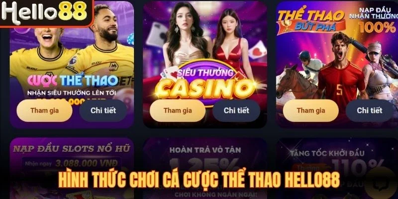 Hình thức chơi cá cược thể thao Hello88